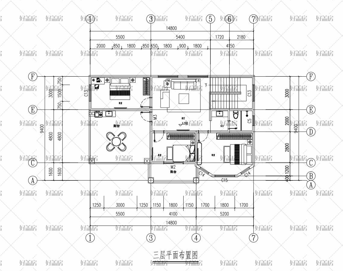 7米x12米户型图,7米宽13米长房屋设计图,7米x12米自建房平面图_大山谷图库