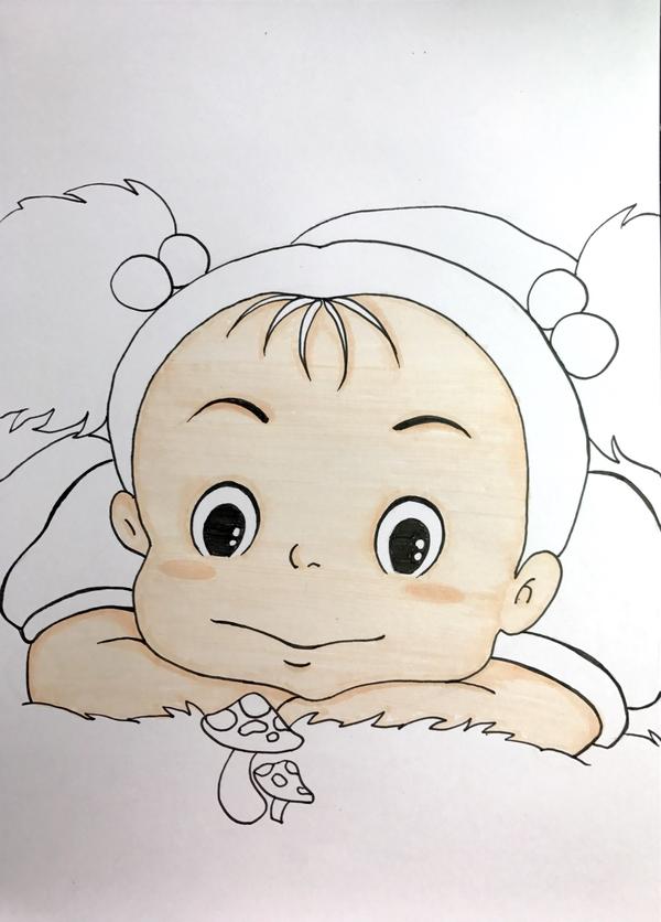 宫崎骏王国——《龙猫》小梅(超详细零基础马克笔手绘教程)