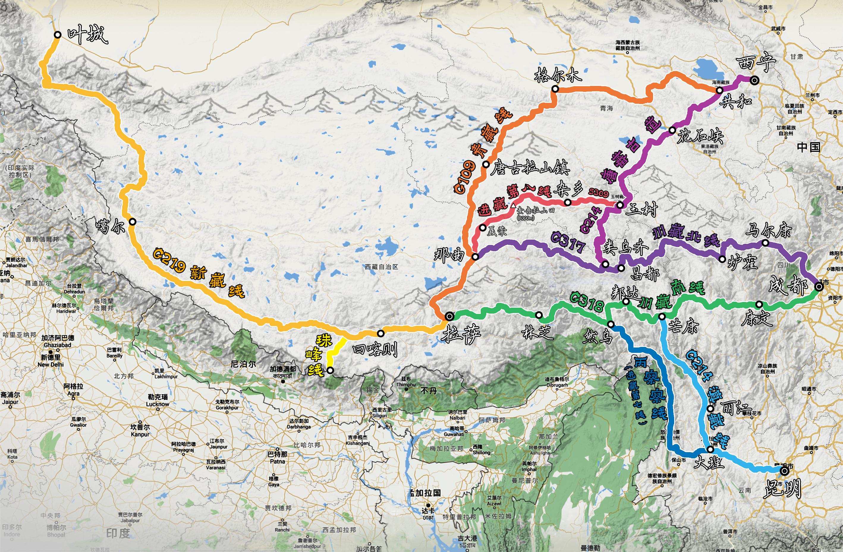 丙察察进藏路线手绘图片