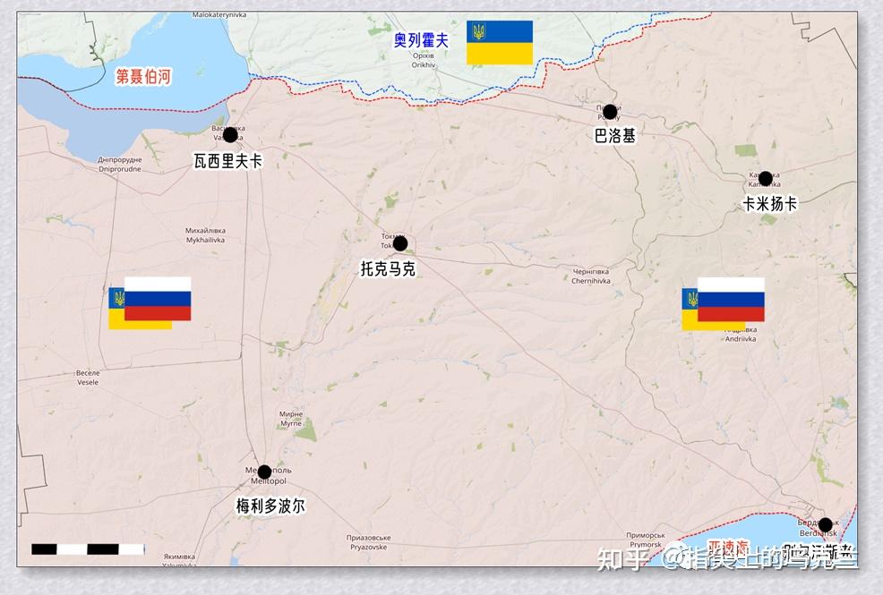 的头条这个位置放一张地图,地理位置是扎波罗热以南地区,包括托克马克
