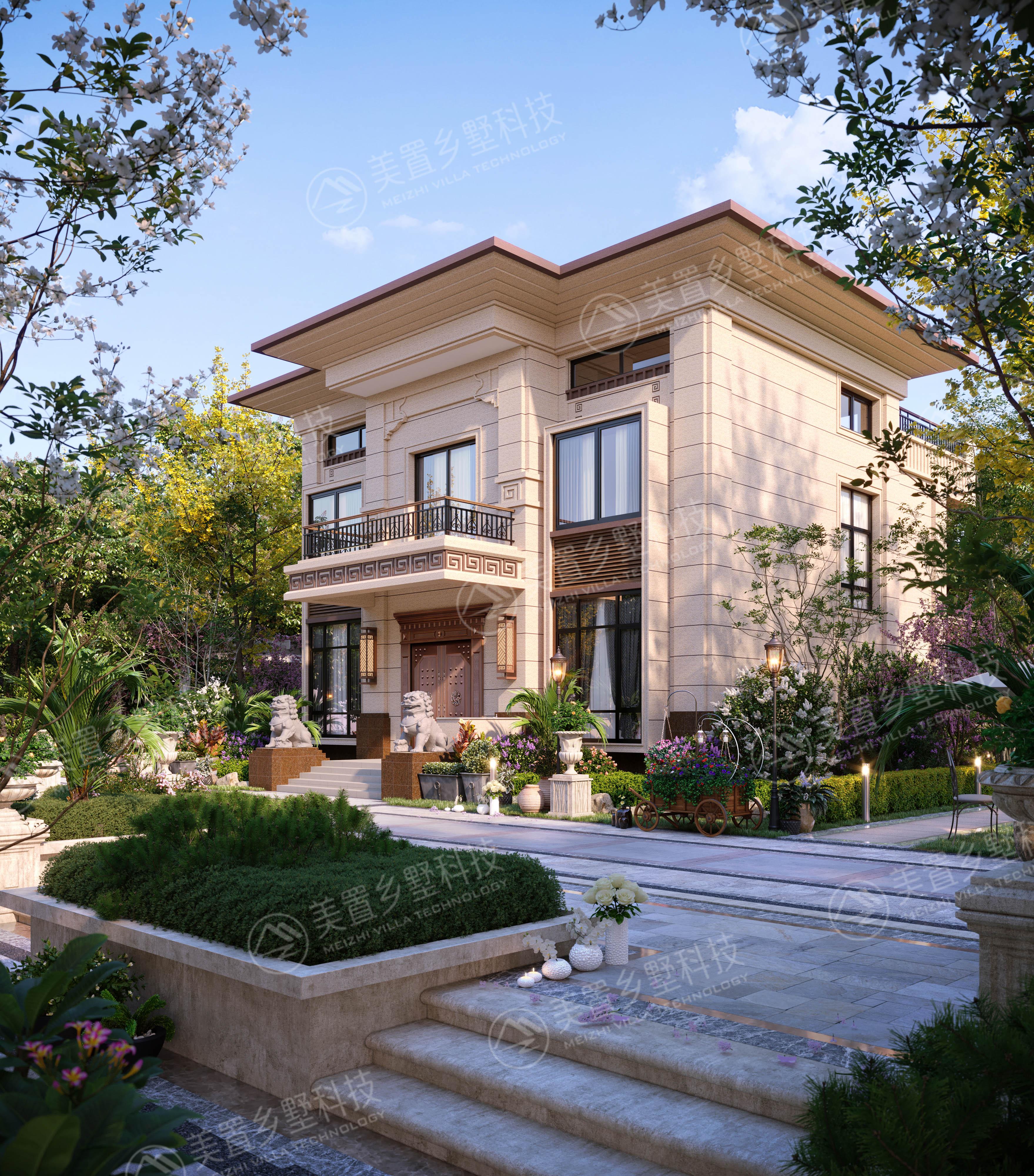 横向通达,纵向通透美置m6-150 标准版御苑风别墅鸟瞰图世家大宅的隐世