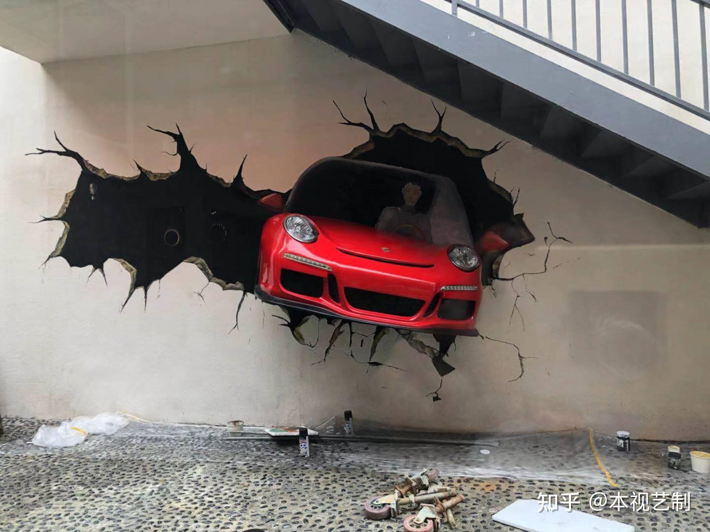 本视创意3d立体彩绘这空间感绝了