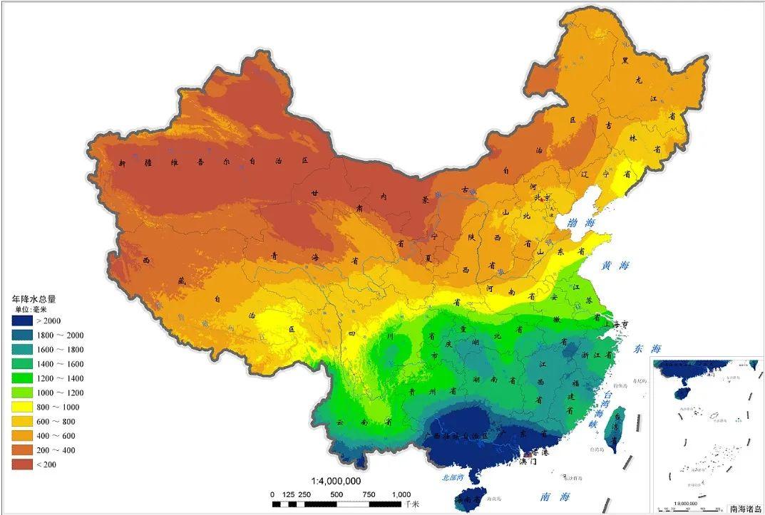 中国各地降水量分布图图片