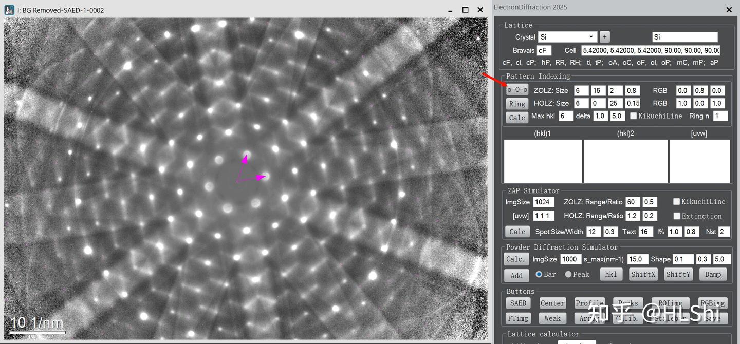 ElectronDiffraction Tools——应用二:带轴电子衍射的指标化(零阶劳厄衍射+高阶劳厄衍射) - 知乎