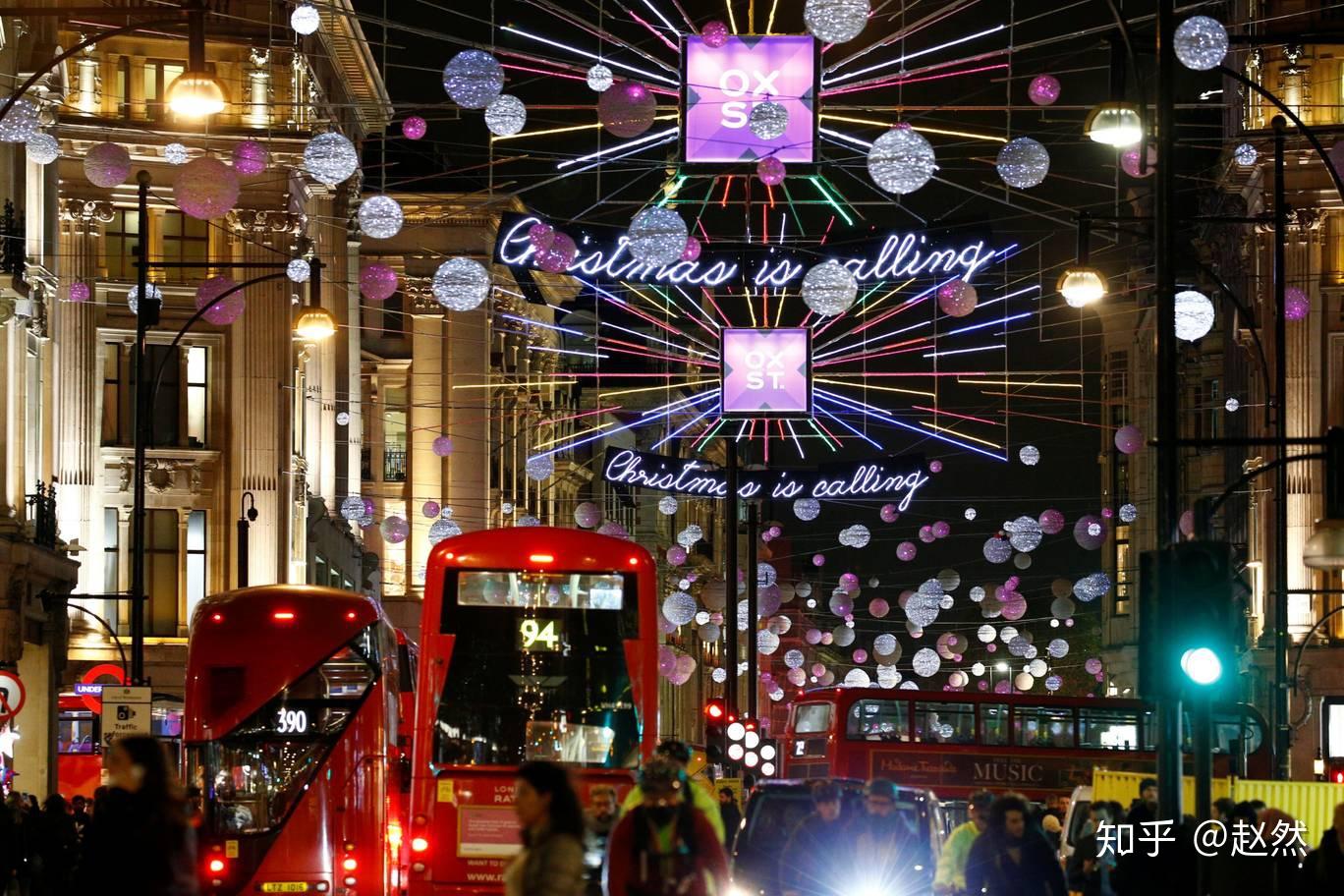 伦敦 oxford street 点亮圣诞彩灯