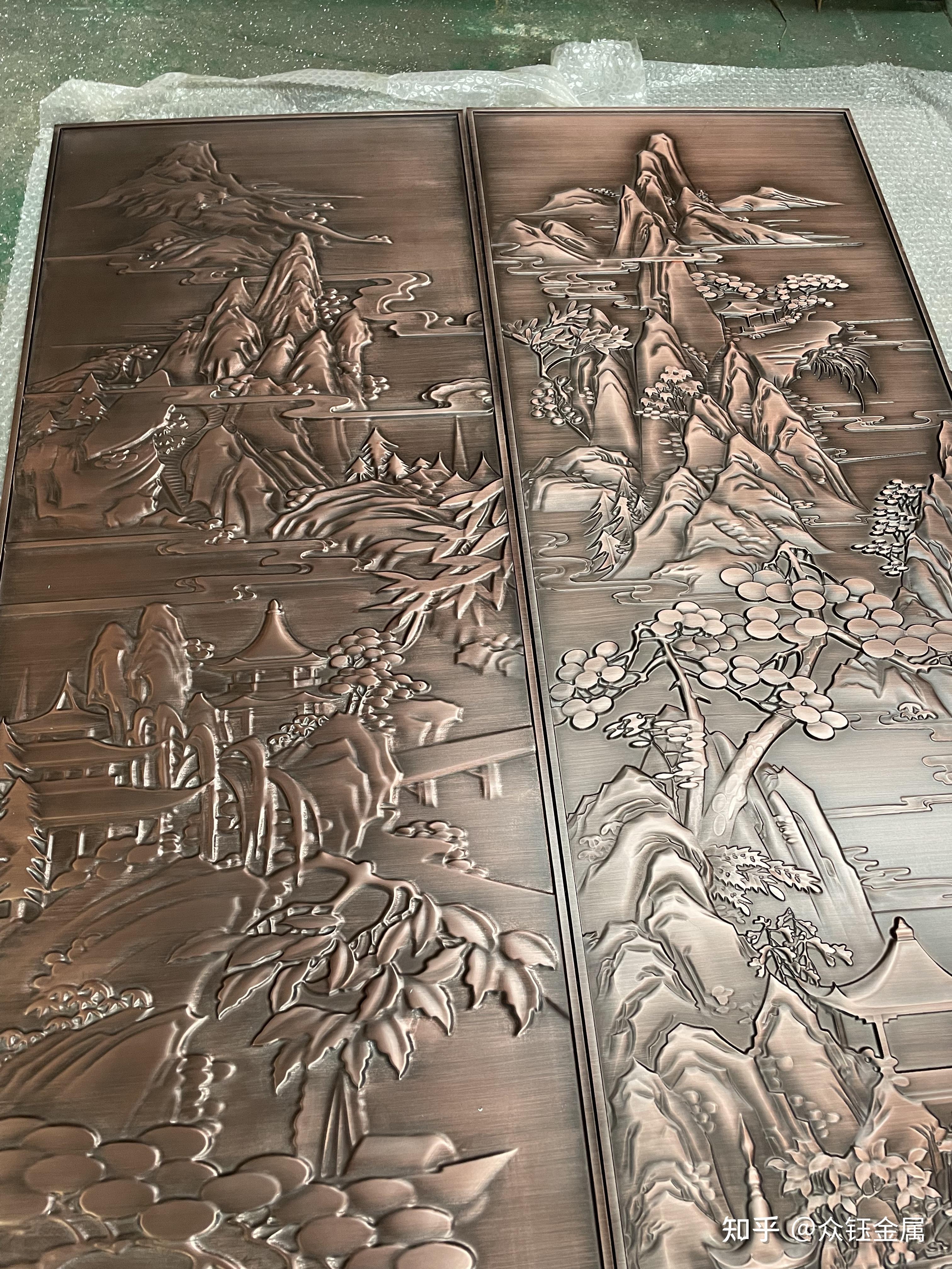 铝板浮雕壁画 酒店餐厅大堂山水风景雕刻壁画