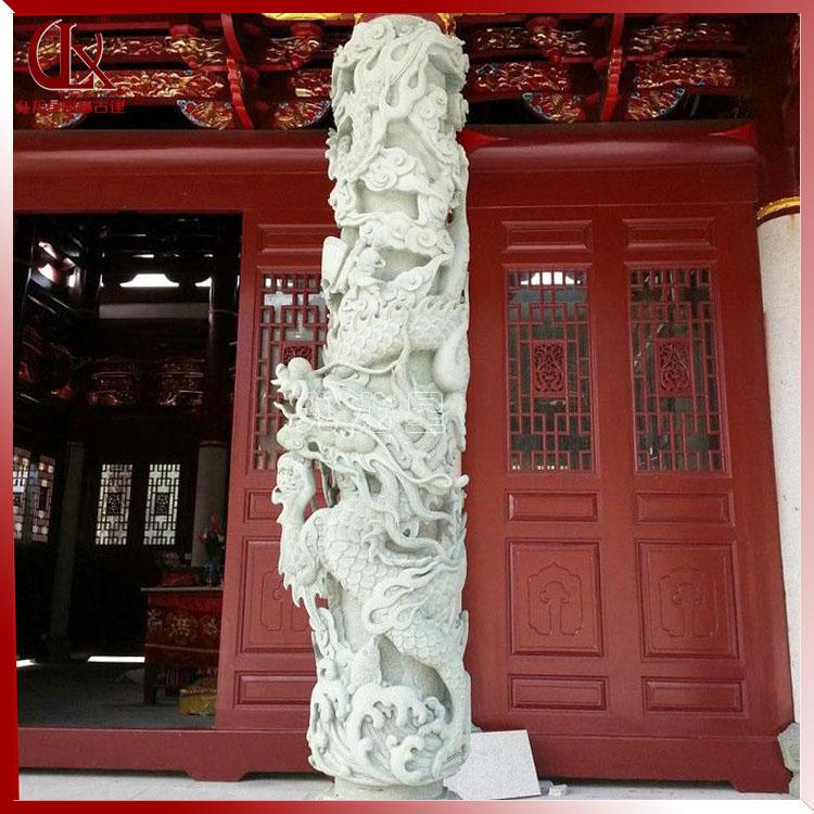 石雕龙柱雕刻着龙的石柱子图片