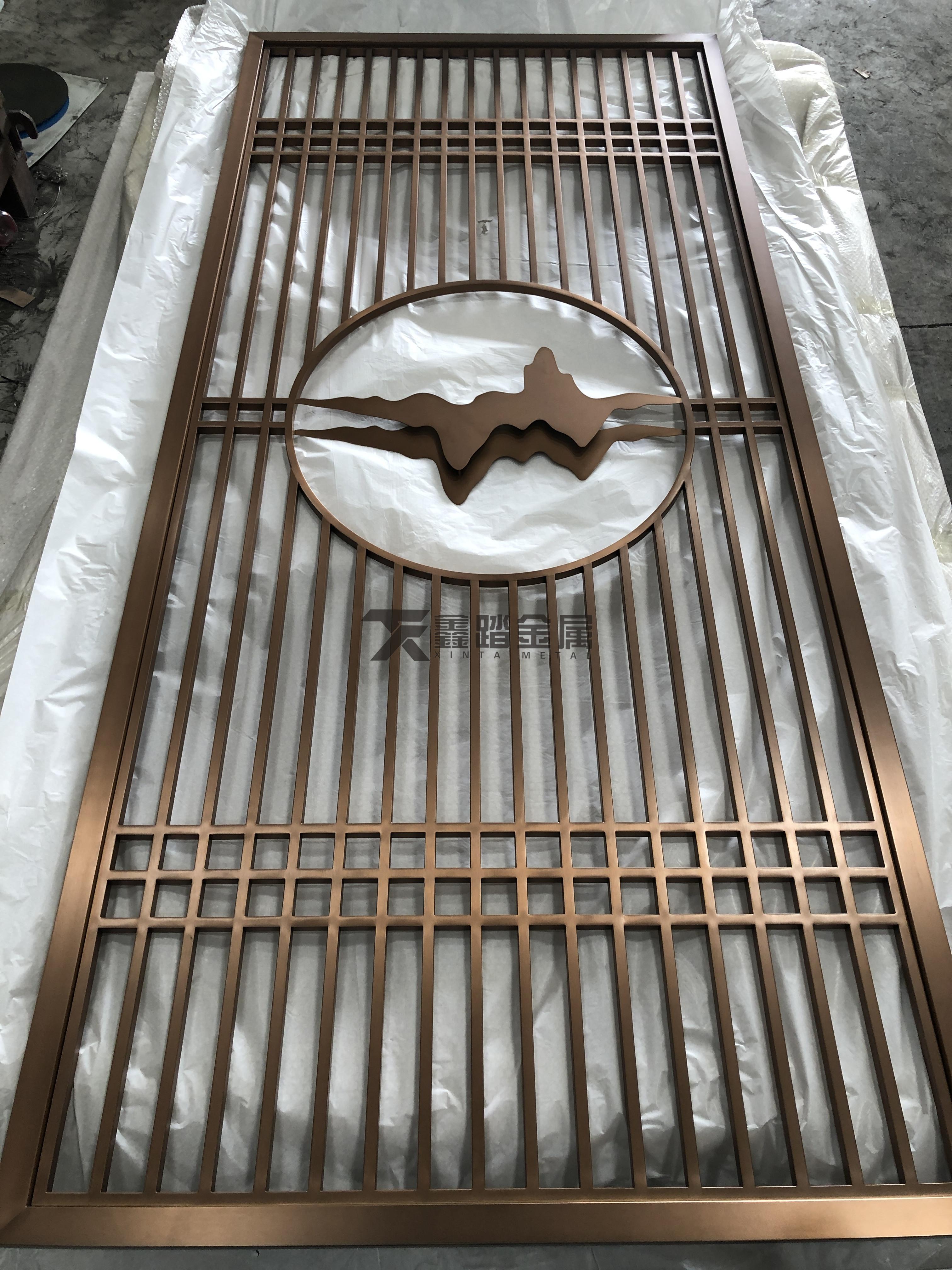 拉丝玫瑰金不锈钢满焊屏风新鲜出炉效果真实款式实物图