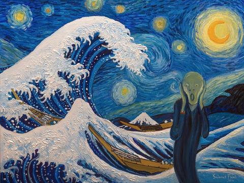 集爱德华·蒙克的《呐喊》,梵高的《星月夜》,葛饰北斋的《神奈川冲