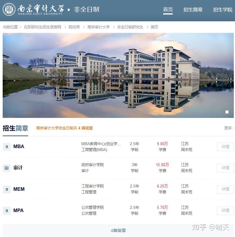 南京审计大学非全日制研究生学费及专业