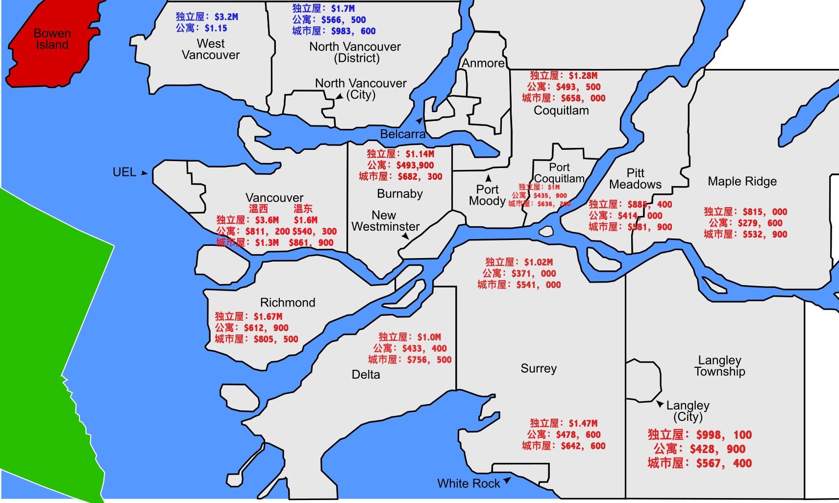 大温哥华地区中文地图图片