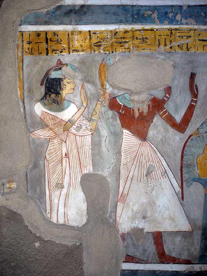 埃及贵族墓djehutydjehutyemheb墓tt45壁画享用花果