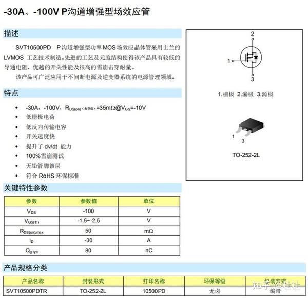 低压-30V/-100V/-150V耐压p-mos管选型参数，士兰p型mos管选型！ - 知乎