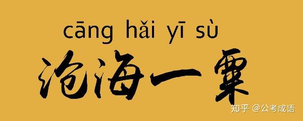 沧海一粟:粟:谷子,即小米.大海里的一粒谷子.比喻非常渺小.