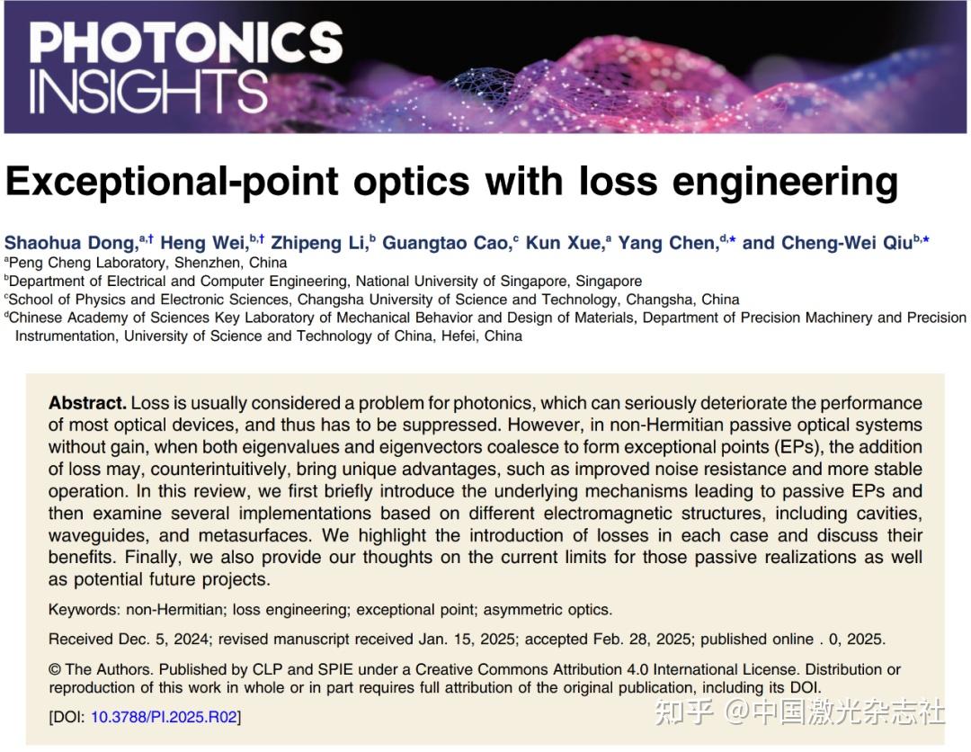 Photonics Insights | 仇成伟:损耗Loss与奇异点EP相互成就 - 知乎