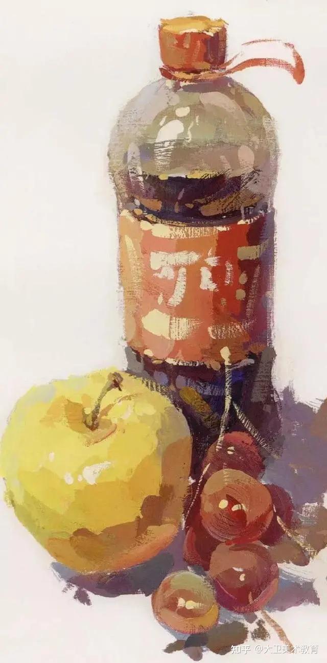色彩干货水粉色彩塑料瓶画法合集不同透明质地碰撞出的艺术效果