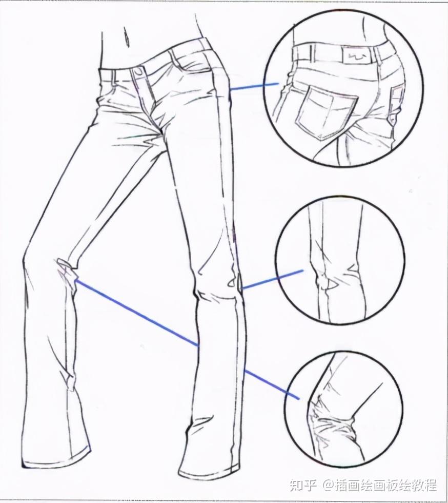绘画教程裤子褶皱怎么画教你不同材质裤子的画法教程