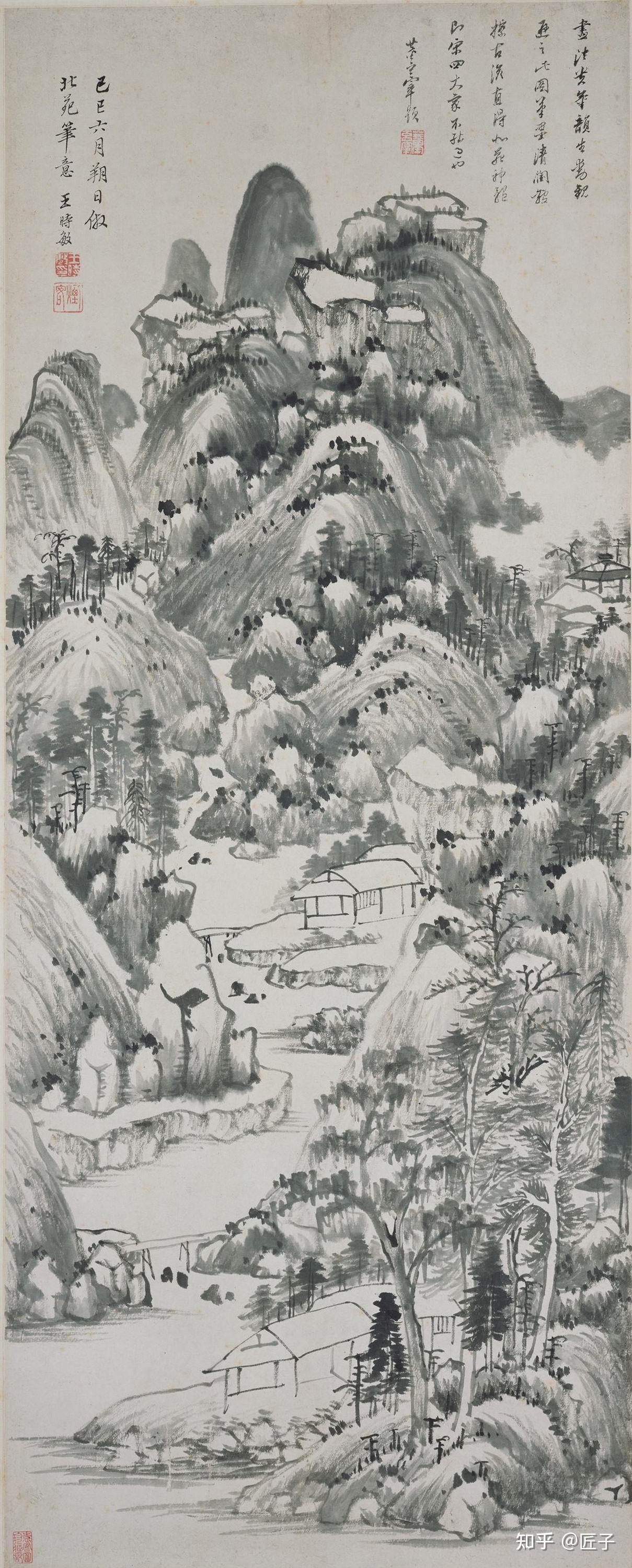 王时敏仿北苑山水图轴