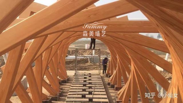 石家莊欒城區衡井公路異形鋼構做仿木紋漆