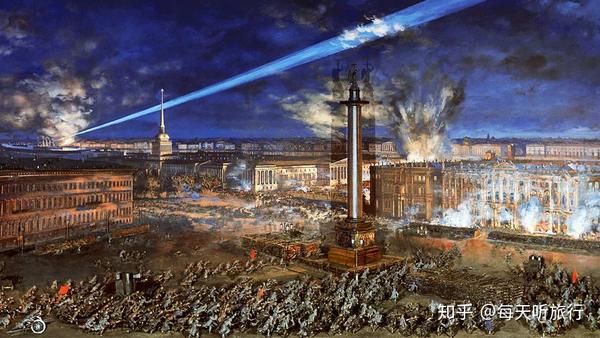 出发!攻打冬宫! 当晚9时40分,别雷舍夫政委果断命令 舰艏炮,准备!放!