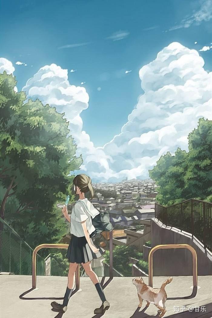 有什么与这张图片风格比较相近的动漫风景图吗(最好是壁纸长图)?