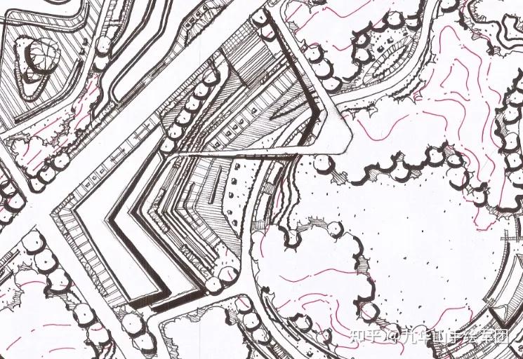 风景园林考研快题设计中地形处理陡坎陡坡处理