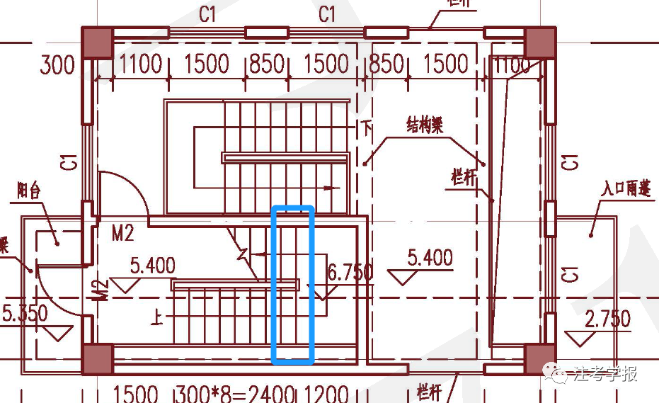 樓梯半平臺處無樑線:2009年技術作圖剖面題目2020年技術作圖剖面題目