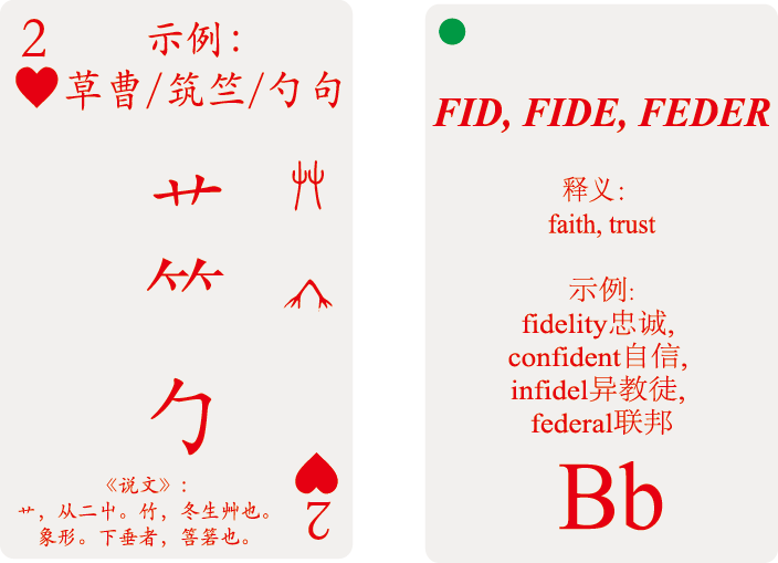 偏旁部首与英文词根学习之15——"艹,⺮,勹"与fid, fide等