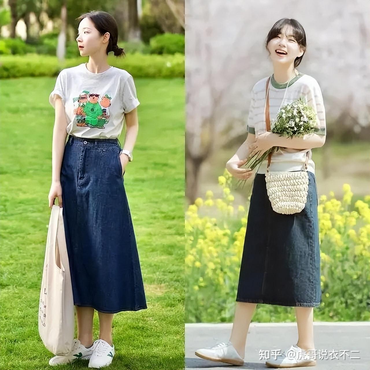 t恤搭配半身裙才是夏季标配,今年夏天这样穿,轻松掌握时尚密码 - 知乎
