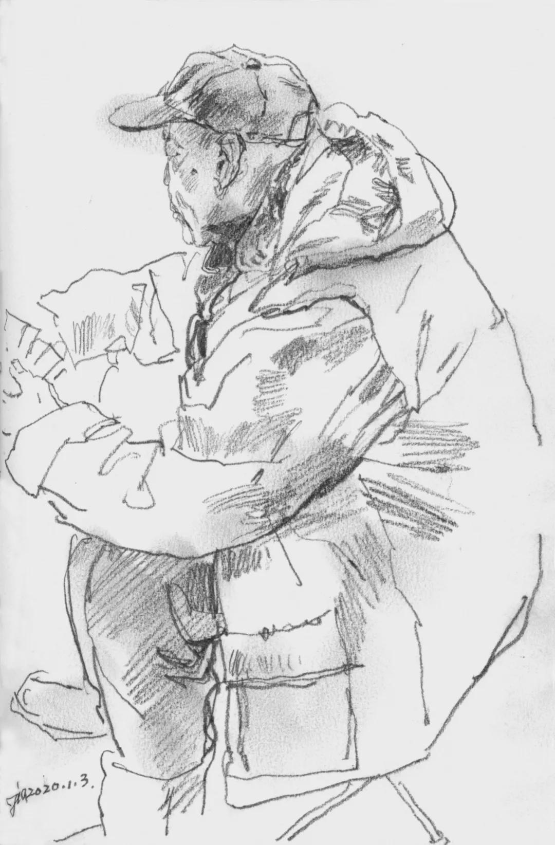 西安美院教授张元稼生活速写作品赏析