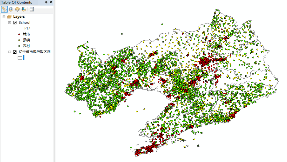 arcgis教程72专题图制作之教育与文化地图1辽宁省学校分布