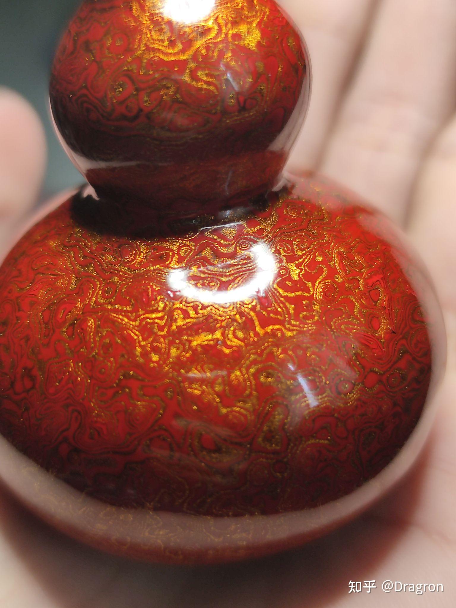 大漆葫芦红金斑犀皮福禄