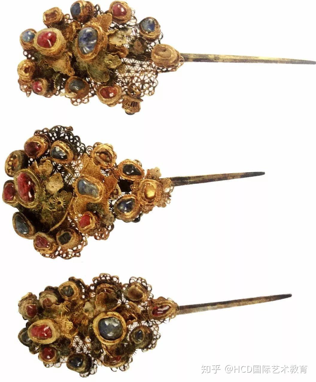 珠宝设计素材-古代金银首饰探源-明代.满冠、分心、顶簪