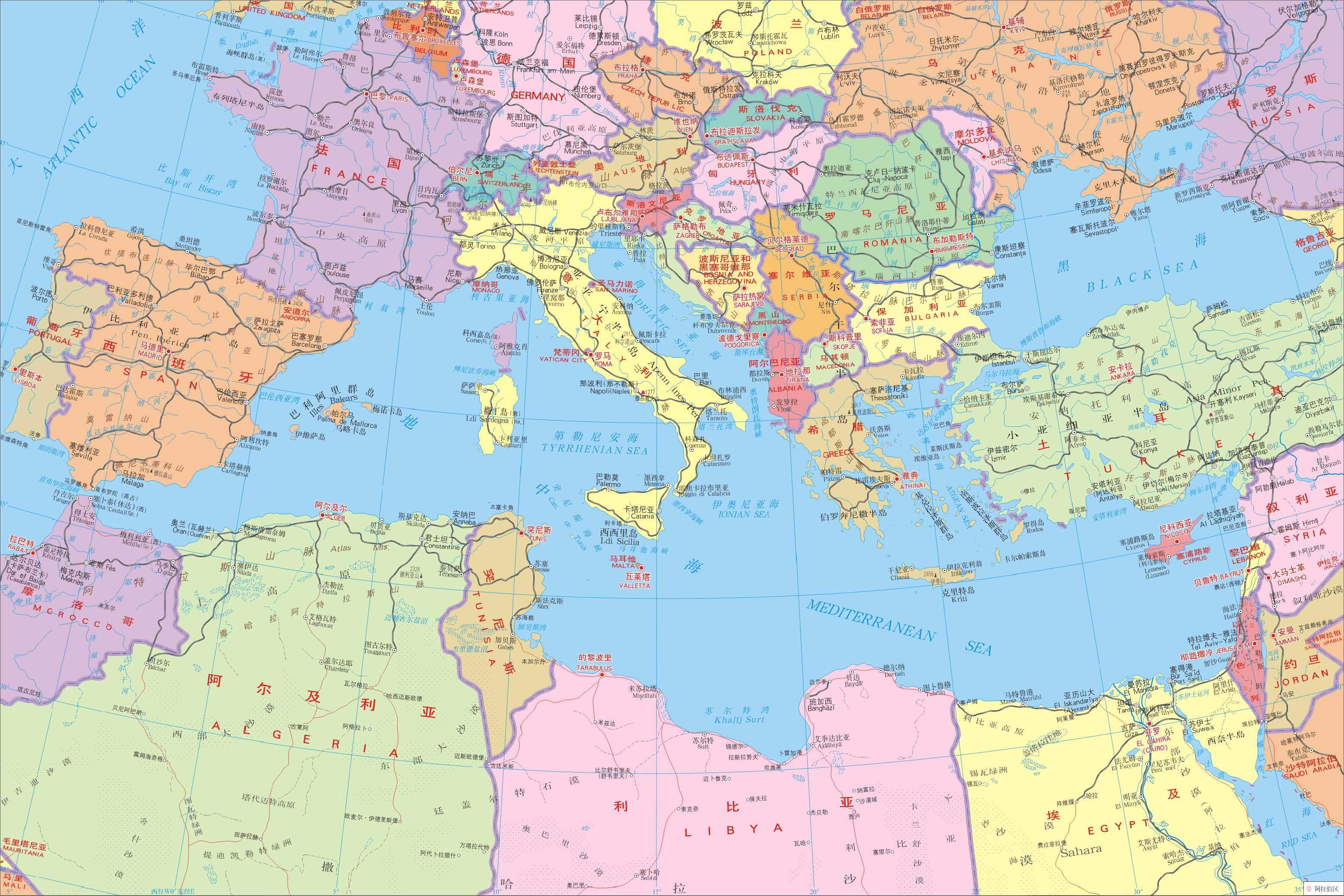 欧洲各国首都地图图片