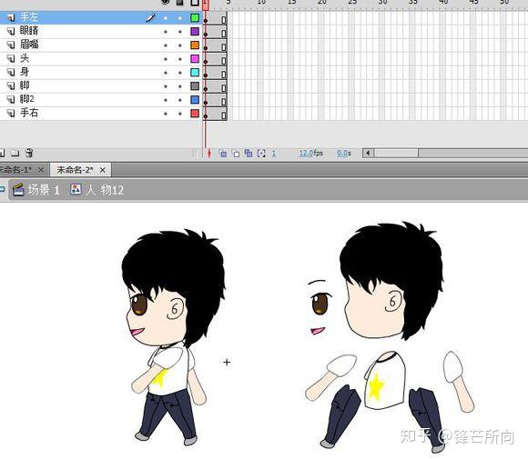 flash動畫的圖形元件實例-q版人物側面行走 - 知乎