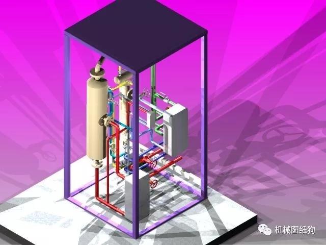 工程機械太陽能吸收式製冷機3d數模圖紙stp格式