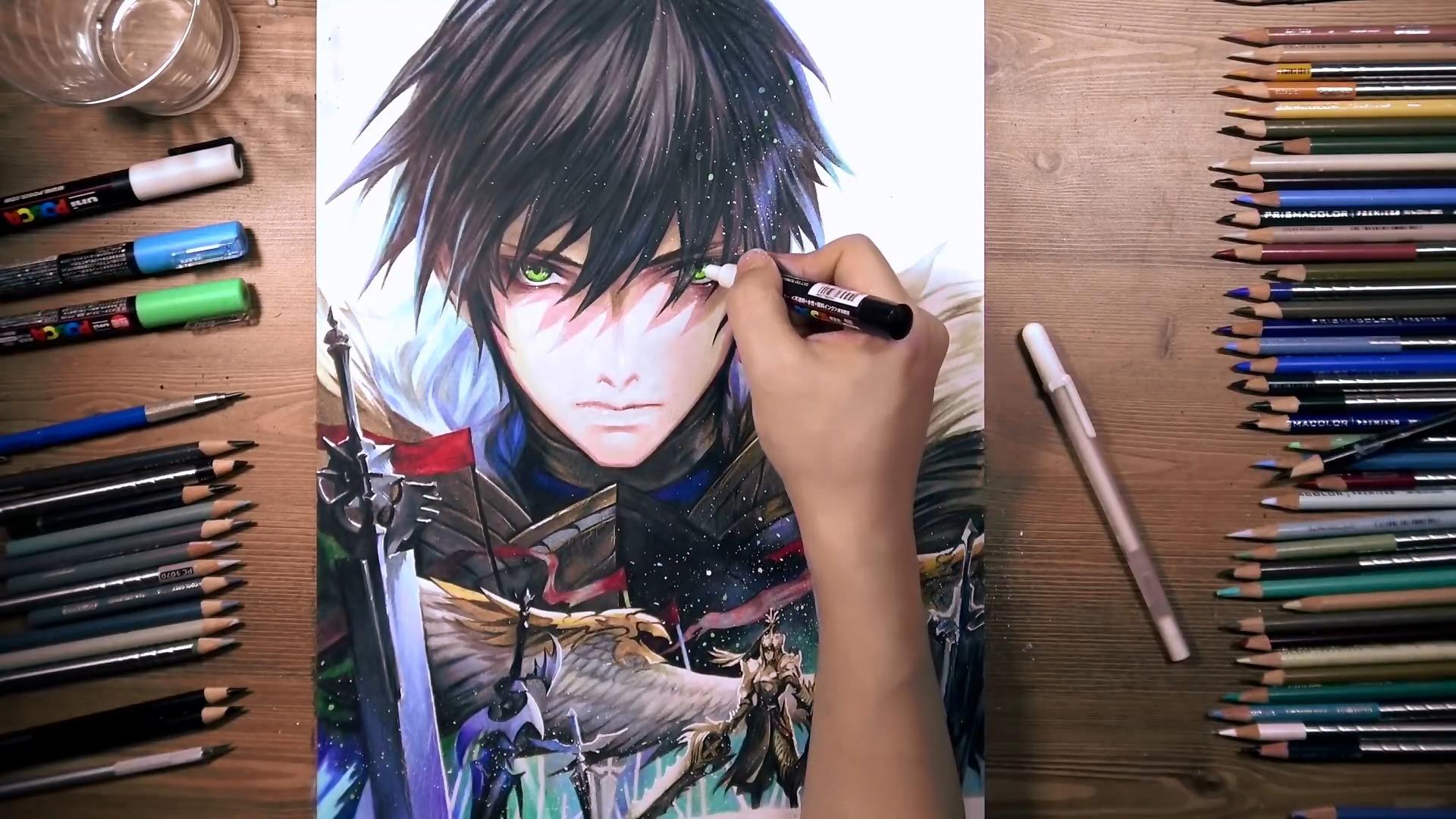 绘画斯蒂芬·库里彩色铅笔素描