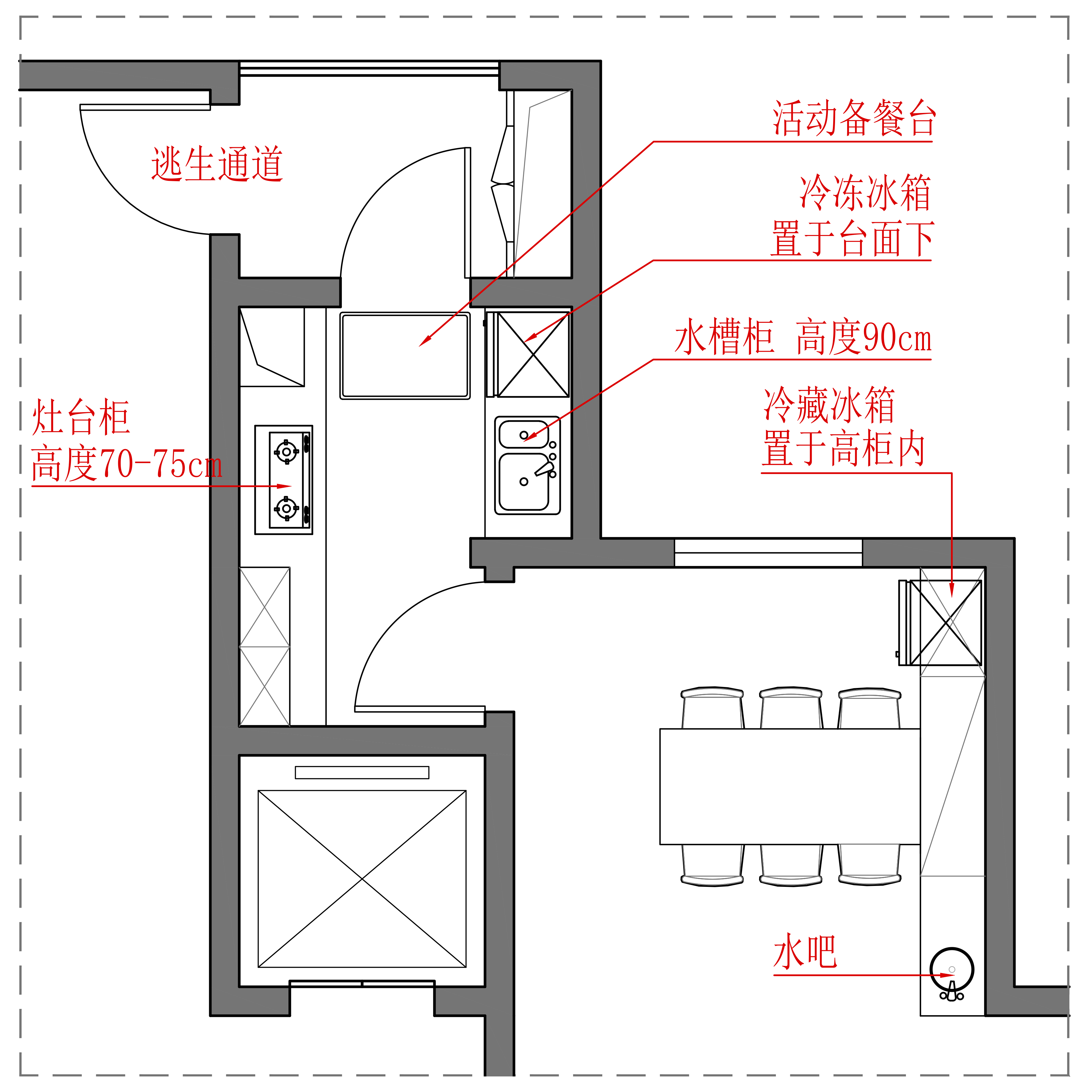 日式厨房平面图图片
