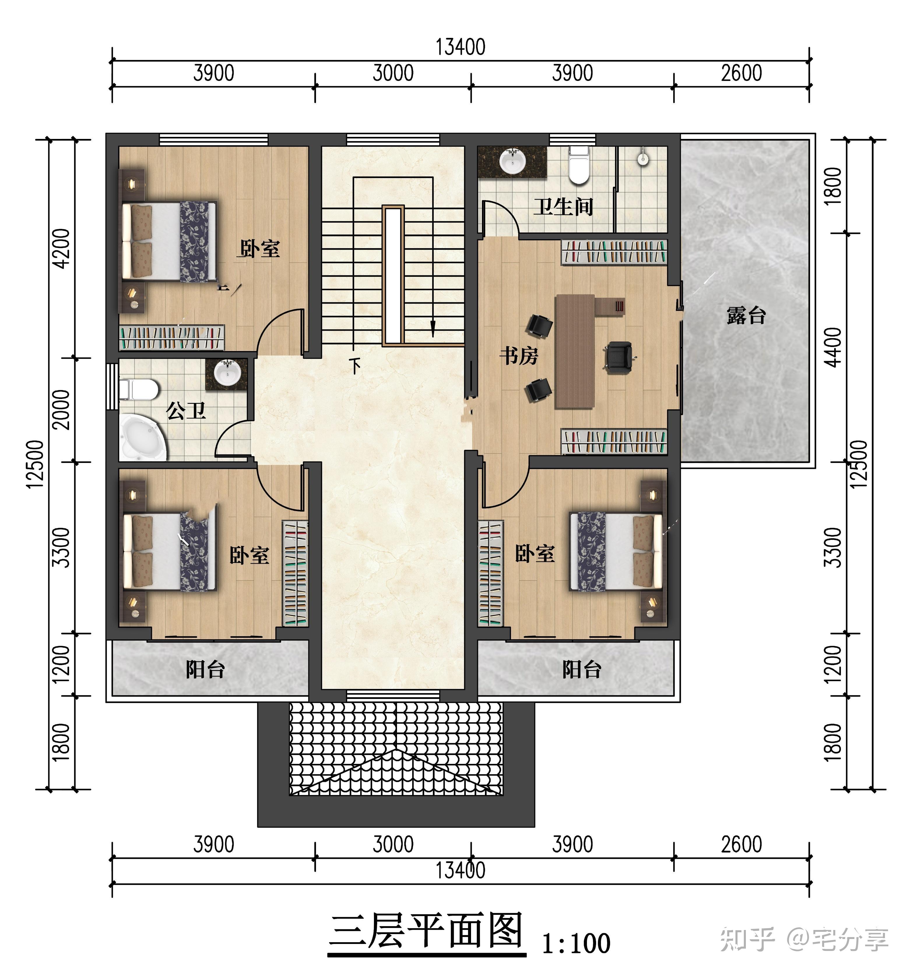 130平新中式三层别墅自建房设计图纸（2022农村三层新中式房屋设计案 - 知乎