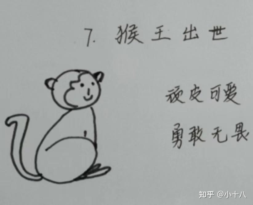 猴王出世的仙石简笔画图片