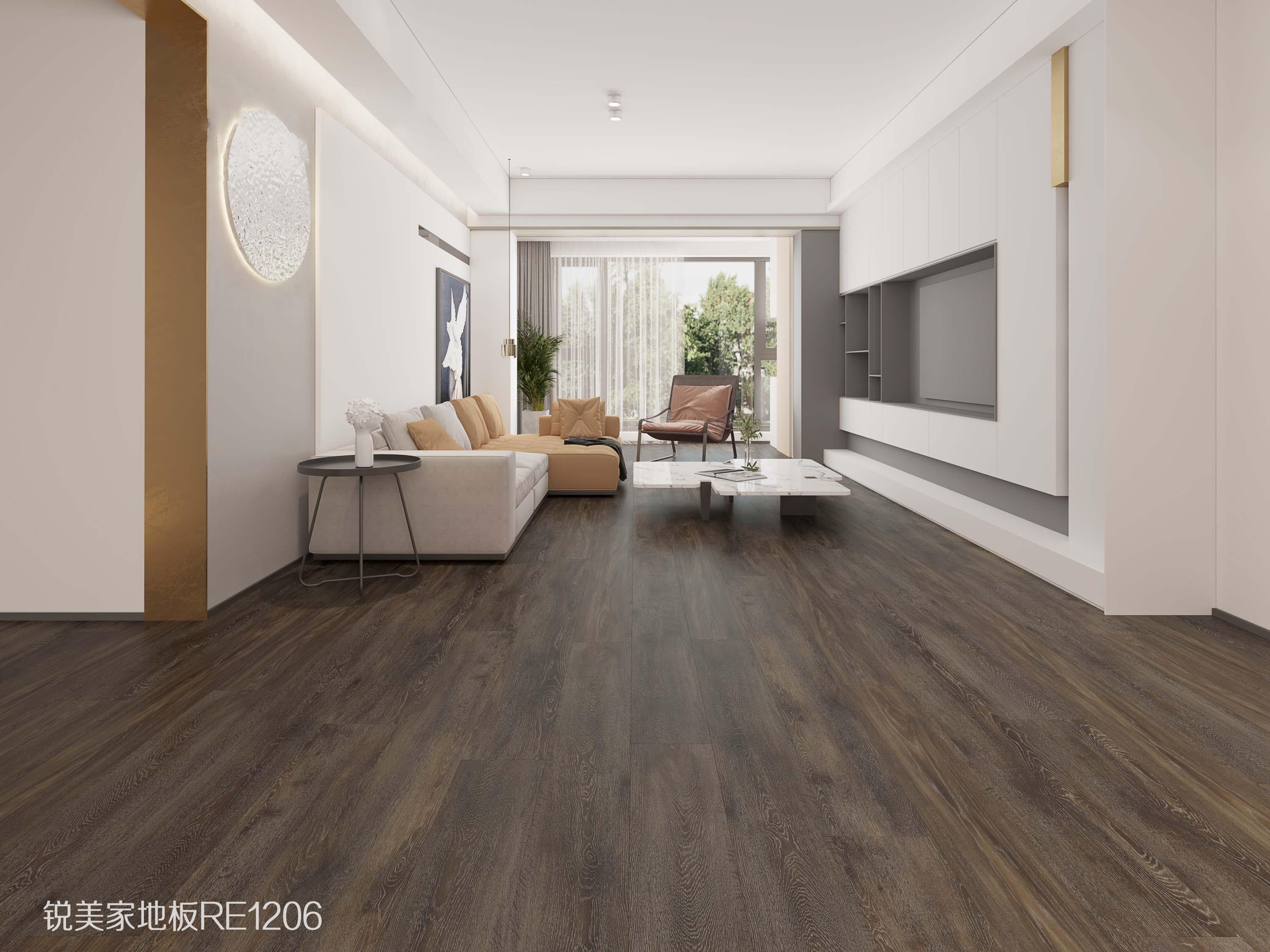 现代风格客厅家装木地板效果图 深棕色地板图片-地板网