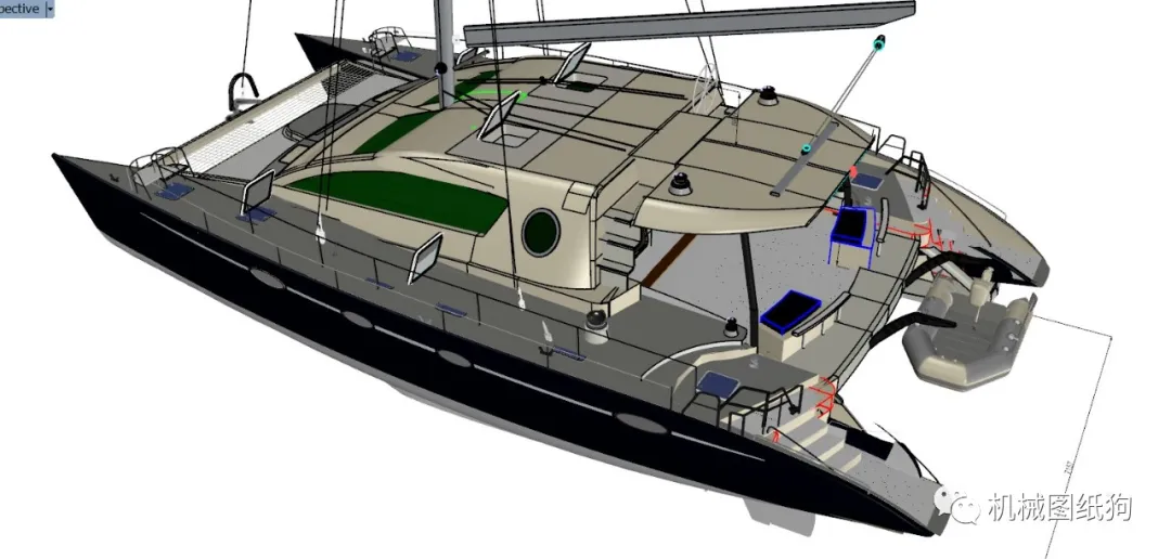 海洋船舶sailcatamaran概念双体船造型3d图纸rhino设计