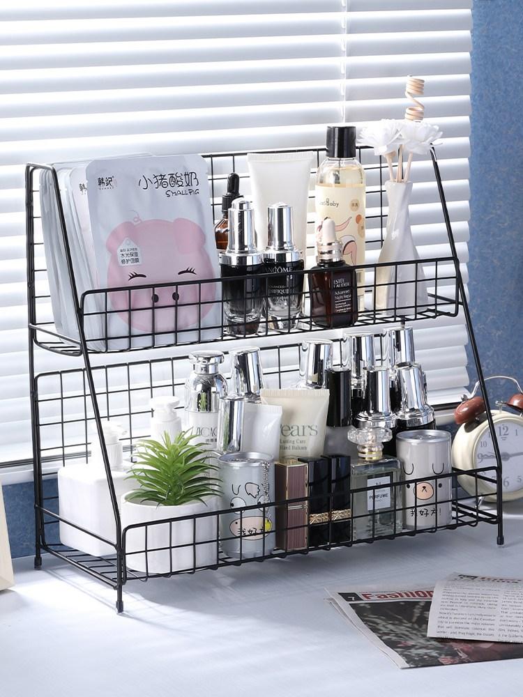 化妆品收纳架铁艺宿舍整理神器储物架落地多层厨房卧室桌面置物架