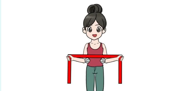 关节外旋肌群(冈下肌,小圆肌)加强训练:站立位或坐位,准备一根弹力带