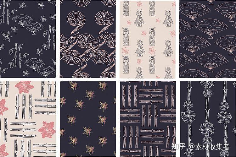 日本风格的无缝背景纹理日系图案素材下载psdeps