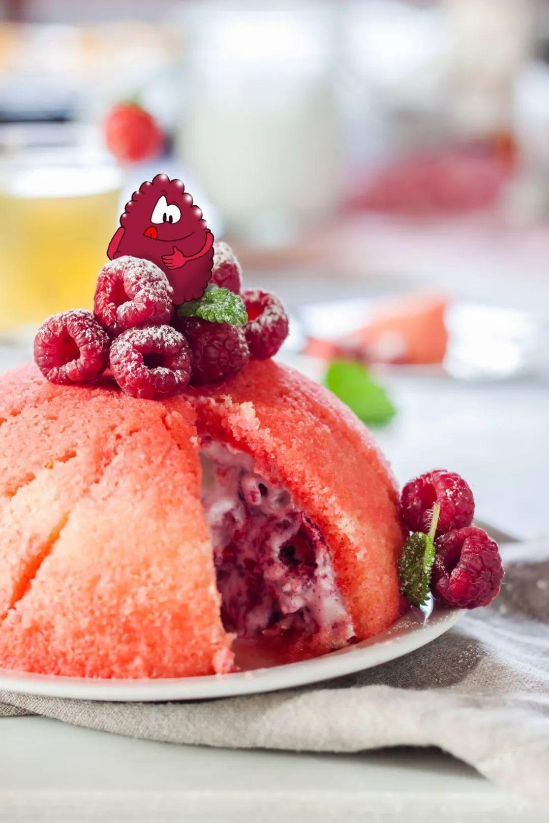 海绵蛋糕 覆盆子莓果 赛梦达gelato=双层惊喜的雪藏蛋糕于锅中融化