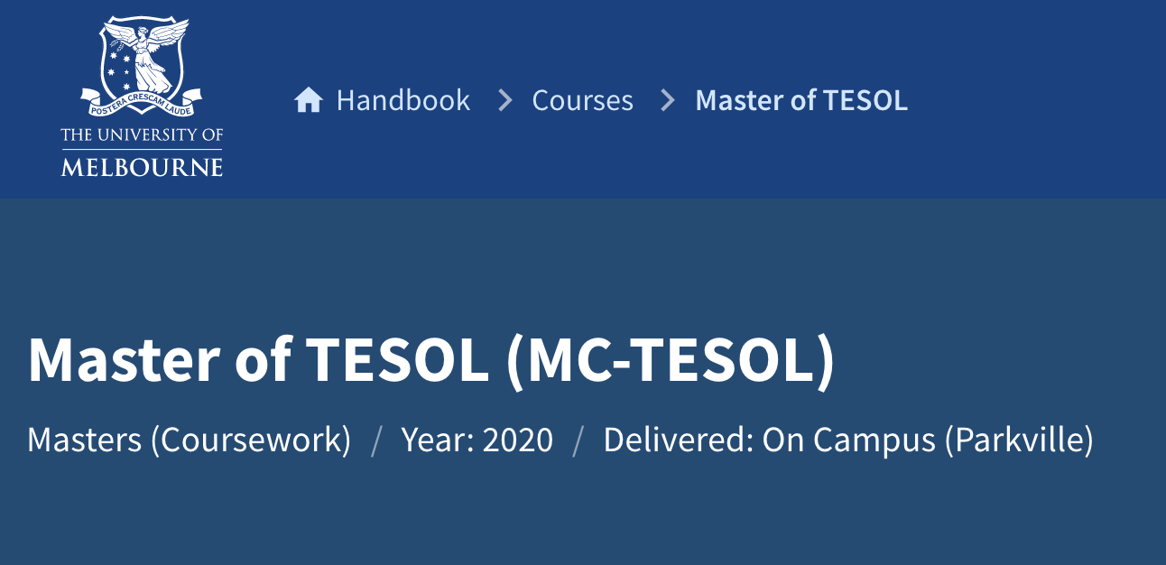 Melbourne University Master of TESOL 知乎