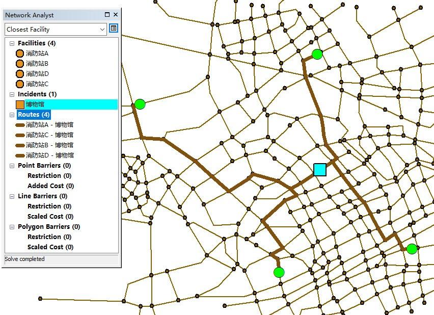arcgis教程32网络分析3寻找最近的消防站