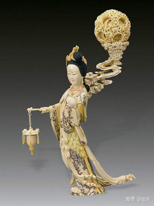 古彩◇古美術／象牙 彫刻 人物像 約1006.5g 中国美術 工芸品 骨董品 初