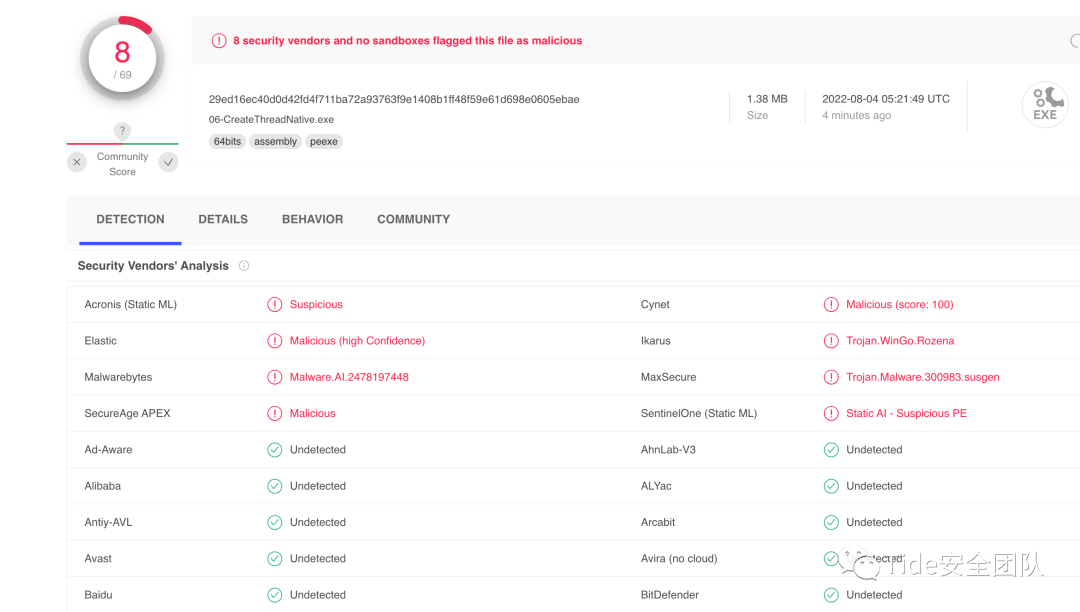 Tide安全团队——远控免杀专题(76)-基于Go的各种API免杀测试 - 知乎